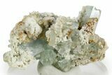 Fluorescent Hyalite Opal on Gemmy Aquamarine and Feldspar #363663-2